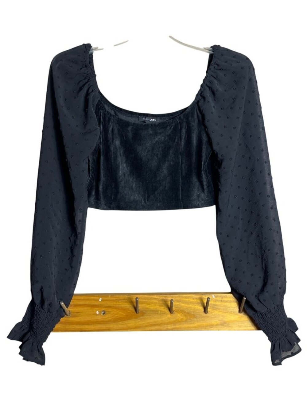 Black Milkmaid Crop Top Whimsigoth Party Clubwear Witchy Coquette Dance Sheer M